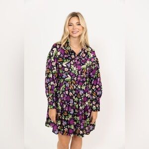 Karlie Satin Pocket Dress Floral NWOT